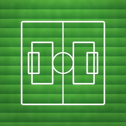 Simple paper soccer field icon on a striped green pitch background
